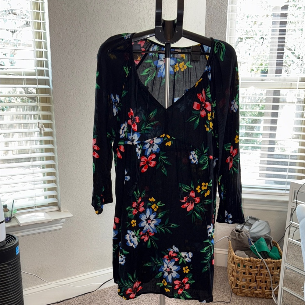 Old Navy Black Dress with Colorful Floral Design